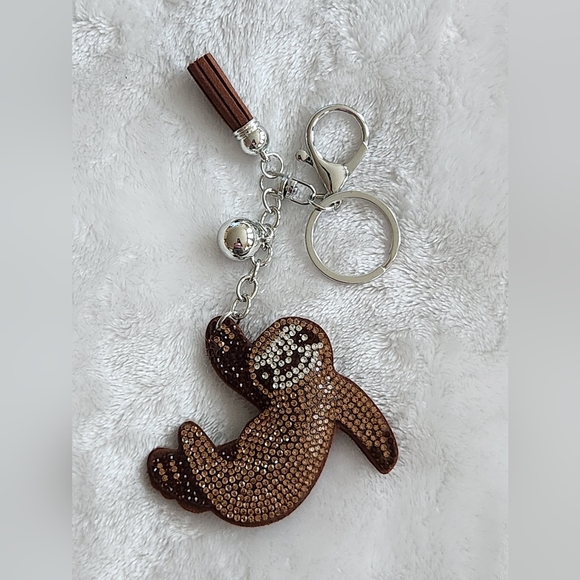 Accessories - Brown Sloth Keychain with Silver Accents Bag Charm